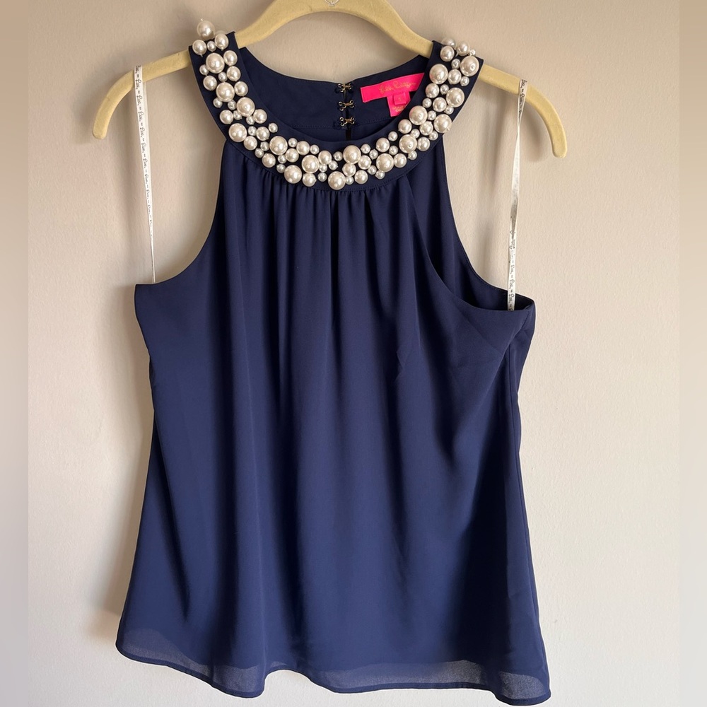 Lilly Pulitzer Women's Shawn Sleeveless Top in True Navy Size Small (S) Preppy
